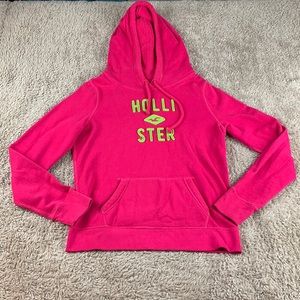 Hollister Pink & Green Logo Pullover Hoodie